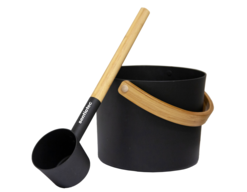 Sauna bucket & ladle set black